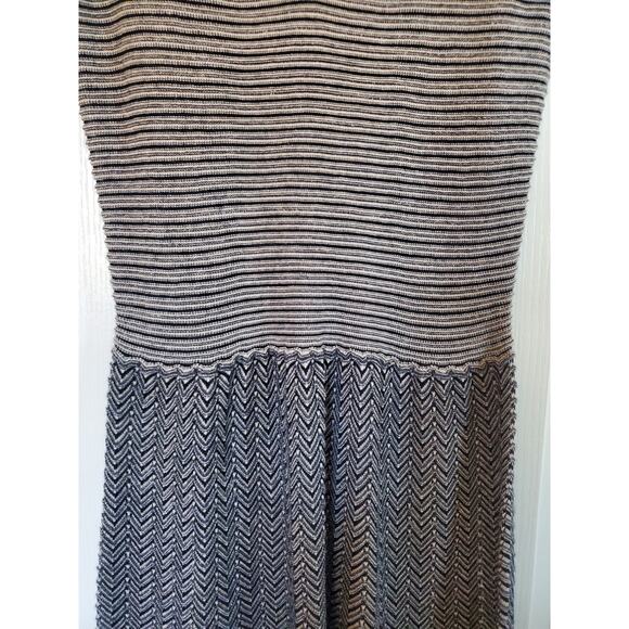 Knitted & Knotted Silver Stripe Chevron Wool Blend Sleeveless Midi Dress Medium - Picture 6 of 14